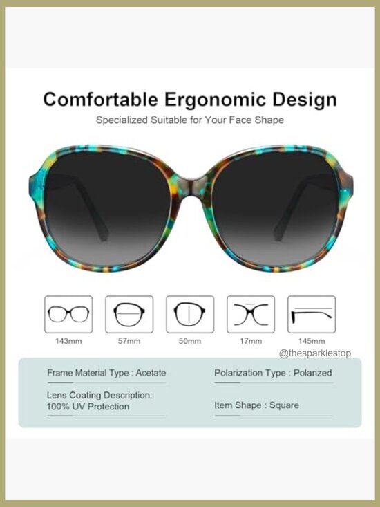 Acetate Oversized Square Polarized Sunglasses UV Protection Retro main image 6